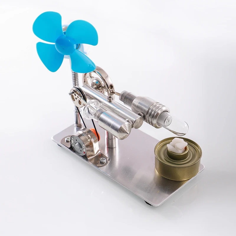 Stirling Engine Model Metal Stirling Generator Model with Fan Assembly Kit Toy Scientific Physics Experiment Model Teaching Aids