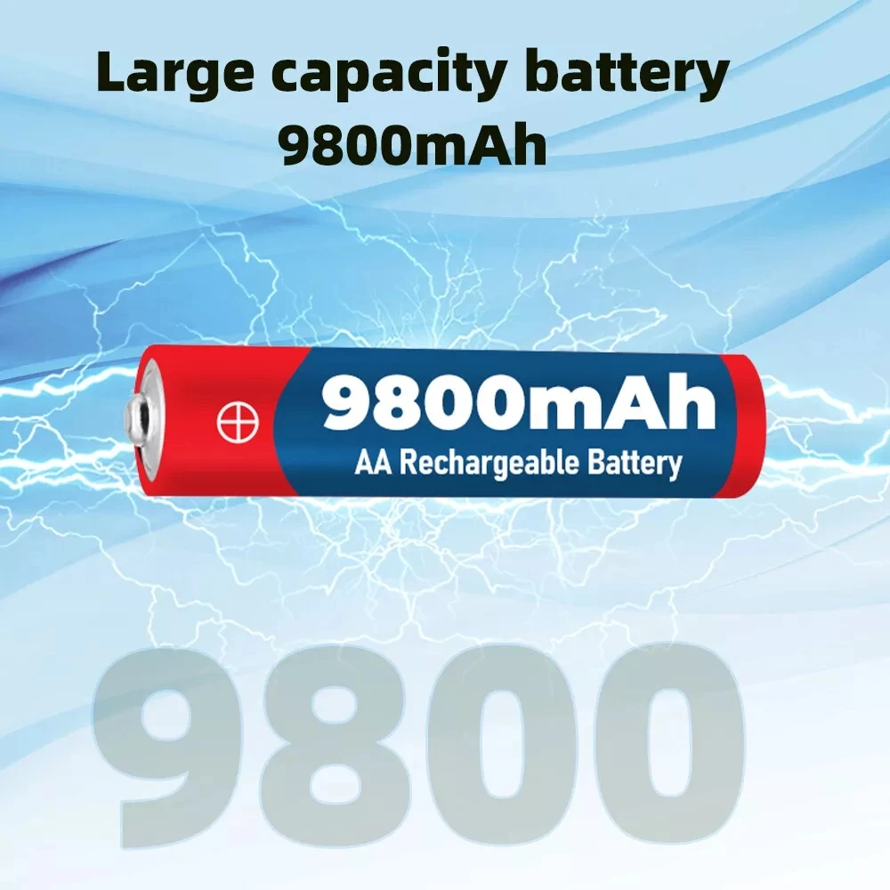 1.5V AA  9800mAh Rechargeable battery 100% original high-quality AA for LED lights, toy cameras, microphone battery - Image 4