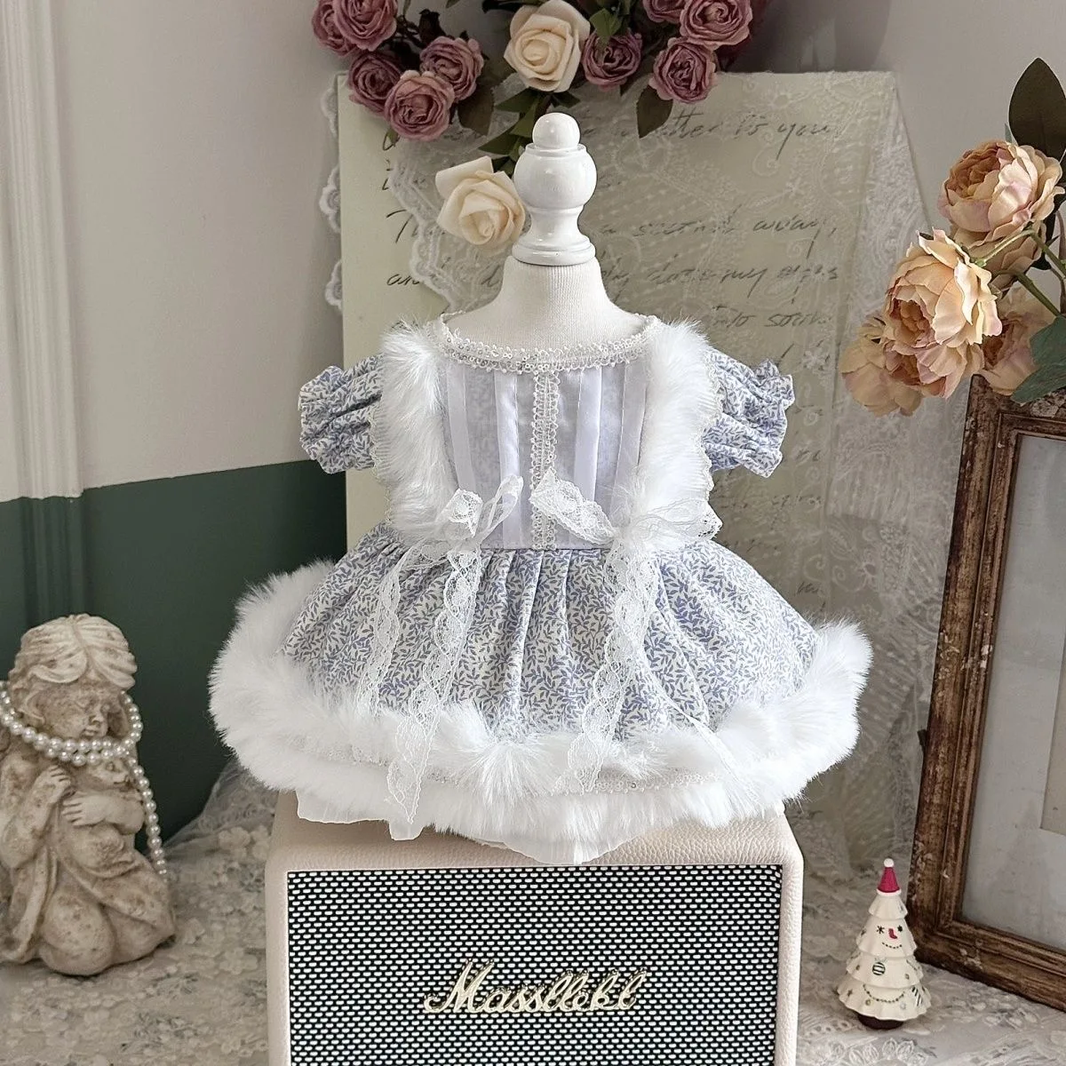 20CM 40CM Cotton Doll Clothes “Silver Leaf” Dress  50- 55cm Reborn Doll Clothes Free Shipping