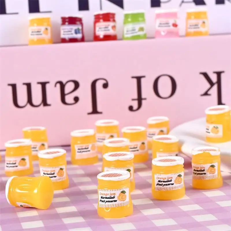 12Pcs/Set 1:12 Jam Jar Model Food Toy Home Ornaments Miniature Simulation Doll House Accessories Kids Pretend Toys Gifts