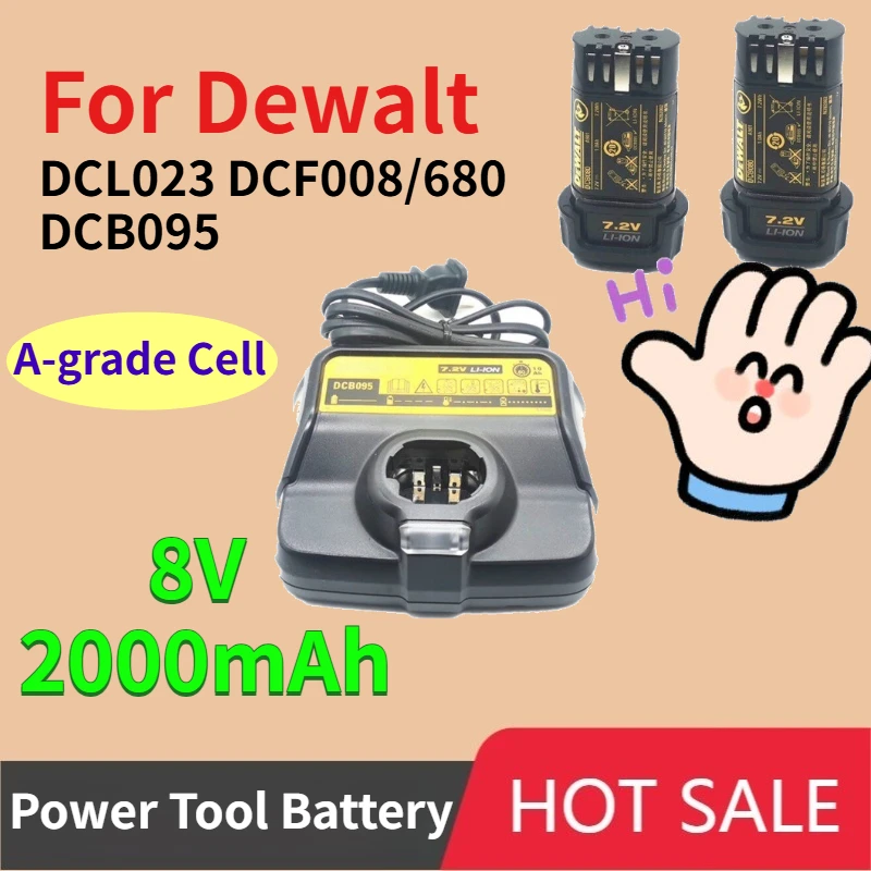 

8V 2.0Ah for Dewalt DCL023 DCF008/680 DCB095 Rechargeable Li-Ion Battery Electric Screwdriver Electric Drill Power Tool Bateria