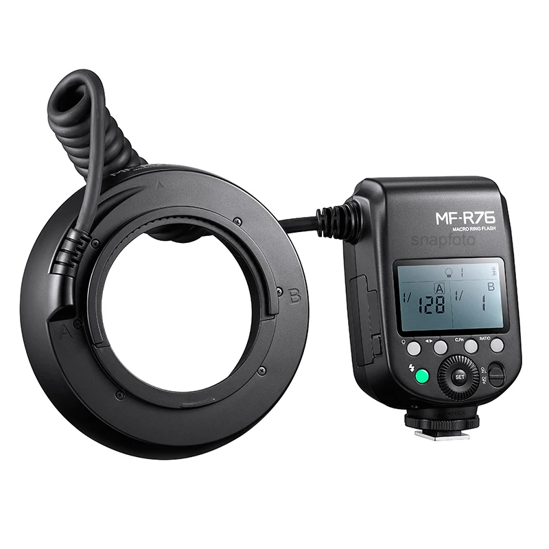Godox MF-R76 ماكرو LED مصباح مصمم على شكل حلقة 5000K RING76 ماكرو عن قرب Speedlite ضوء فلاش لكانون نيكون 6D 7D 60D 70D كاميرات DSLR