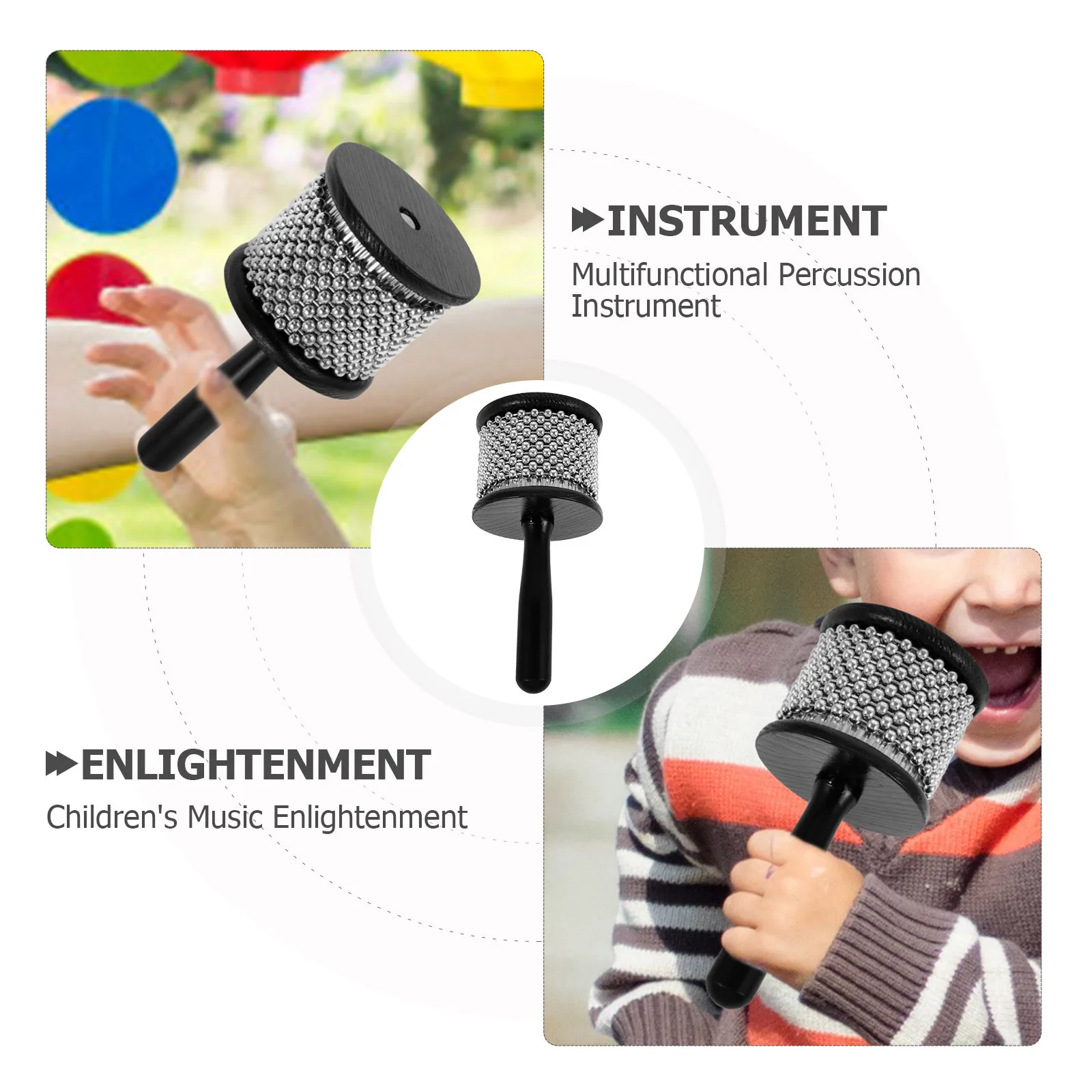 

Cabasa Handheld Wooden Small Percussion Instrument Party Noise Maker Clear Sound Interactive Musical Instrument for Kids