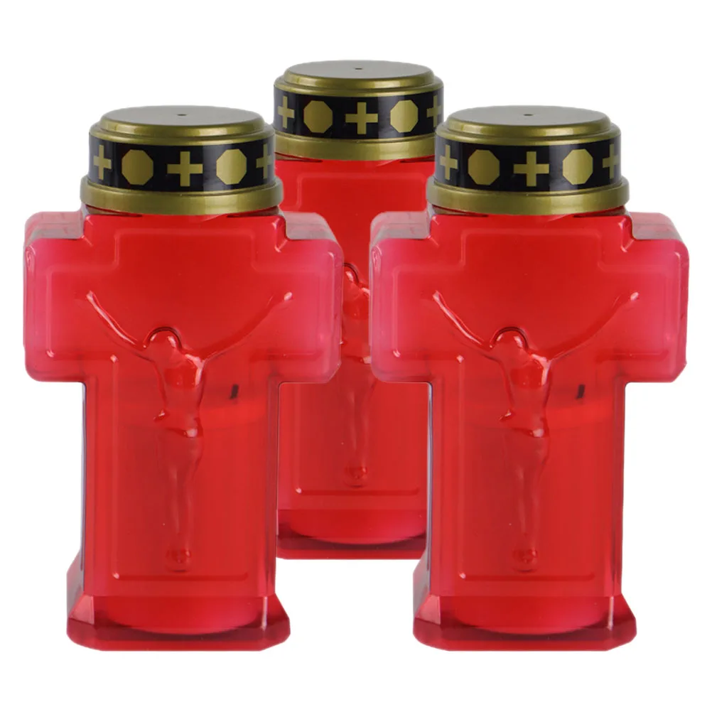

3pcs C Outdoor Garden Decorative Lamp Decors Flameless Solar Powered Operated Memorial Decor