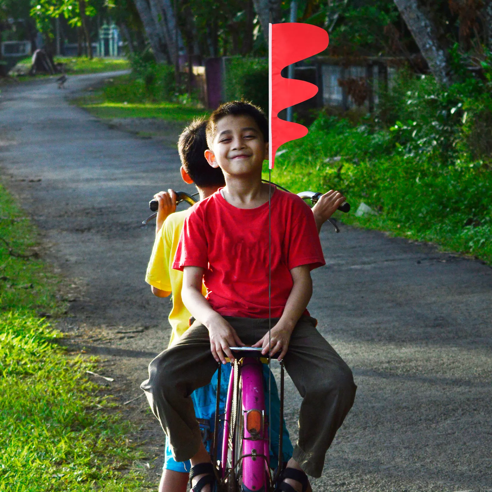 

Набор из 1 флага безопасности для велосипеда с флагштоком для детей, прочный, ветроустойчивый, устойчивый к разрывам, портативный велосипедный флаг для велосипедов, грузовиков, автобусов