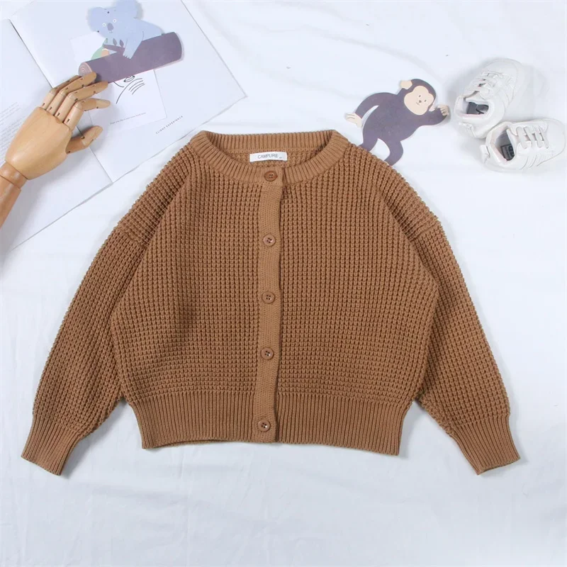 

Boys Woolen Sweater Crochet Cotton Windbreak 2024 Ivory Plus Thicken Autumn Winter Cardigan Warm Children's Clothing