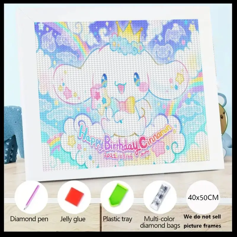 

1 шт. Cinnamoroll с днем рождения 5D комплект алмазной живописи, DIY полная дрель милый мультфильм Sanrio персонаж хрустальный драгоценный камень искусство, Радуга Cl