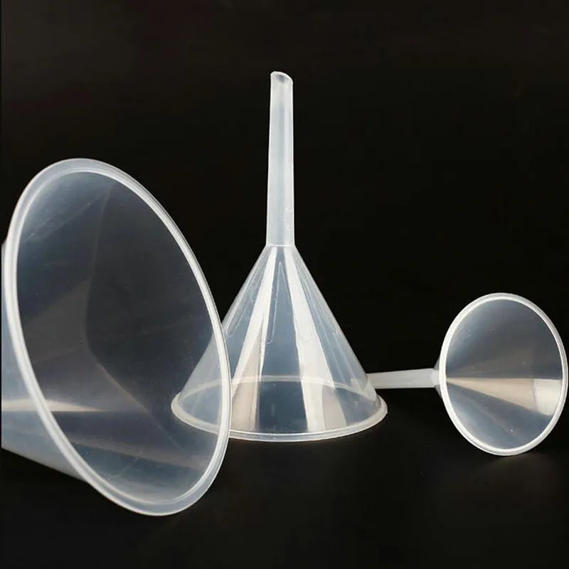 8pcs/set lab 30mm 50mm 60mm 75mm 90mm 120mm Diameter Triangle funnel Laboratory Clear White Plastic Conical Funnel