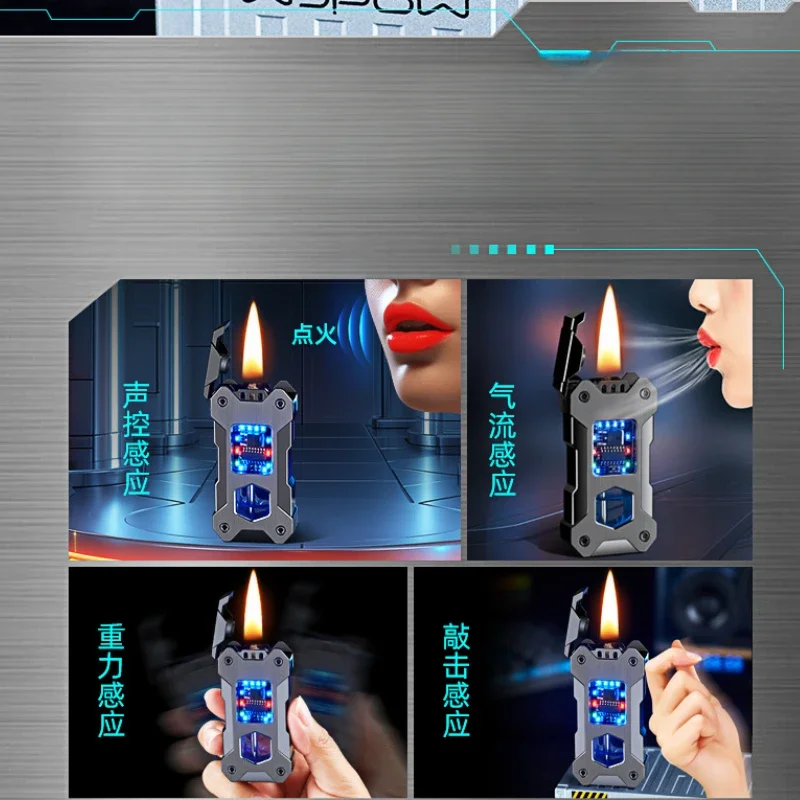 Mecha Voice-activated Induction Smart Lighter Oil and Electric Dual-use Lighter High-end Gift Kerosene Type-C fast charging