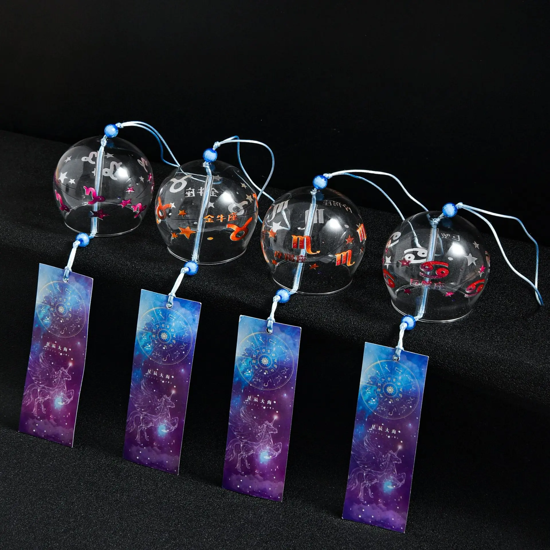 1PC Japanese Style Twelve Constellations Handmade Glass Wind Chimes Hanging Craft Wind Bell Home Room Decor Garden Hanging