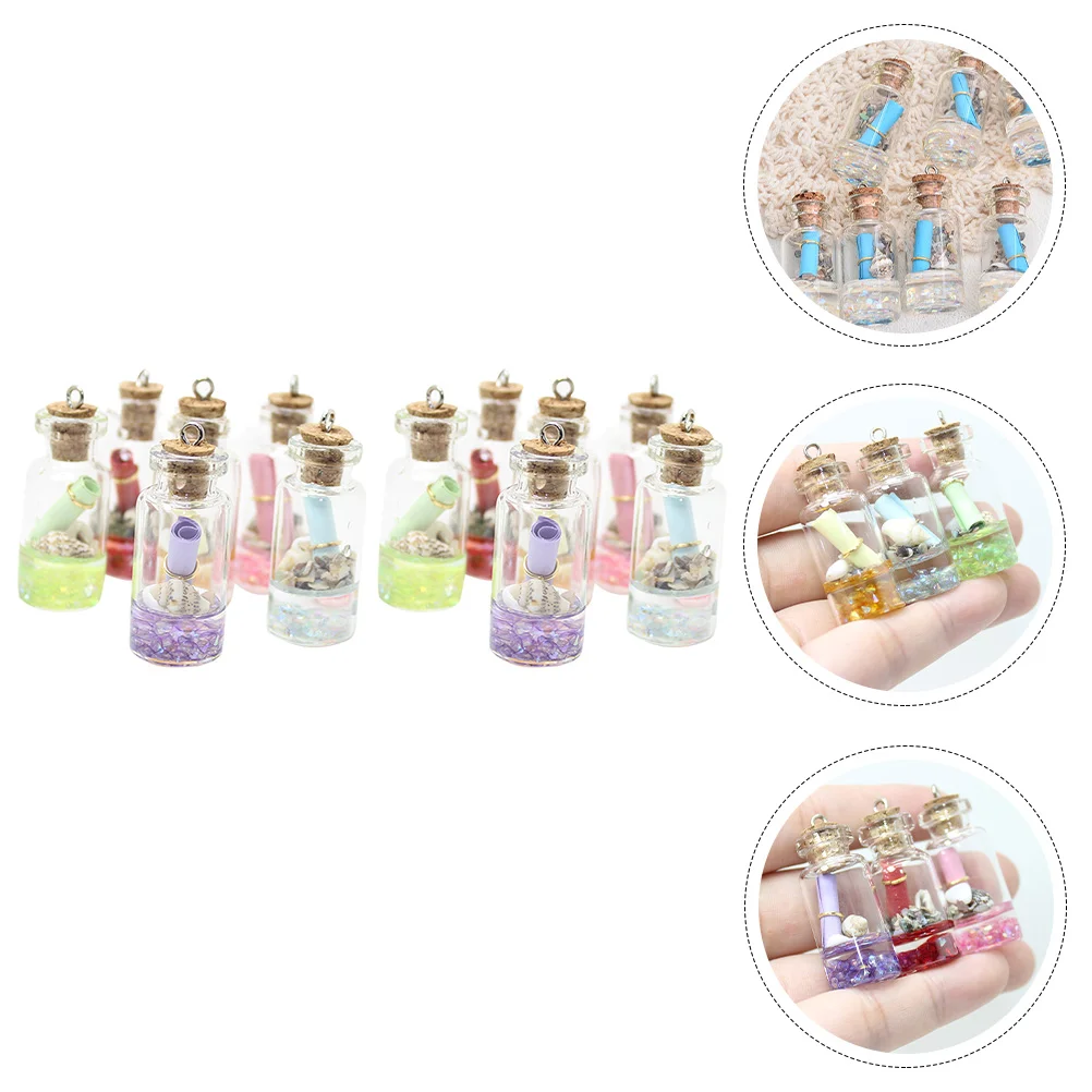 

12 Pcs Necklace Drift Bottle Pendant of The Lid Drifting Resin Small Mini Bottles Jars DIY Craft