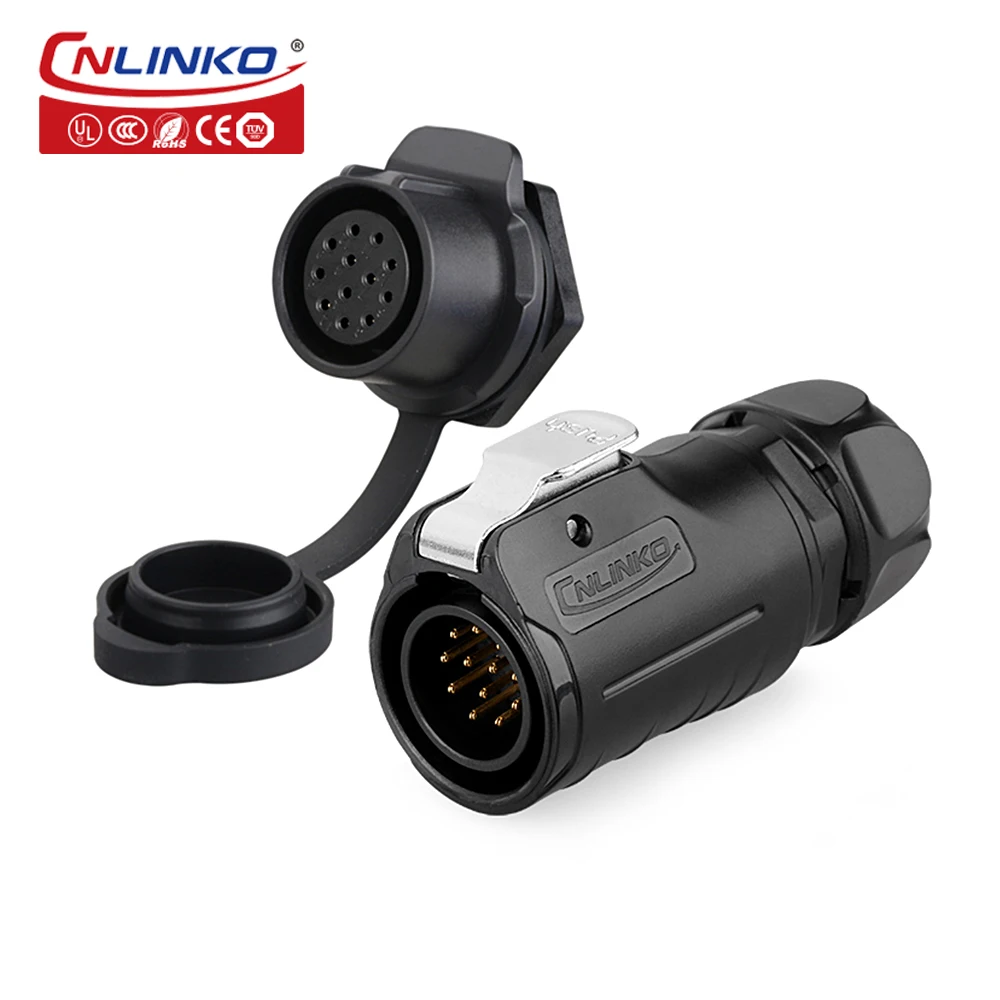 CNLINKO LP20 2/3/4/5/7/9/12 Pin Male to Female Cable Connector Waterproof IP68 PBT Plastic Wire Connector For LED Light Strips