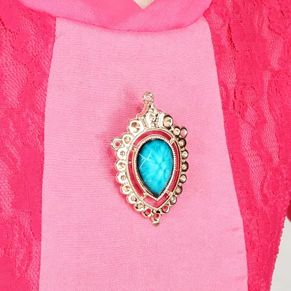 Pfirsichfarbenes Kleid für Mädchen, Prinzessinnenkostüm mit Puffärmeln für Halloween, Karneval, Geburtstag, 3 4 5 6 7 8 Jahre – Detail 8