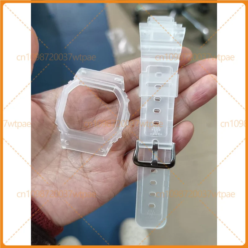 For Transparent Resin Strap & Case For Casio G‑SHOCK DW‑5600SK DW‑5600SKE Watch