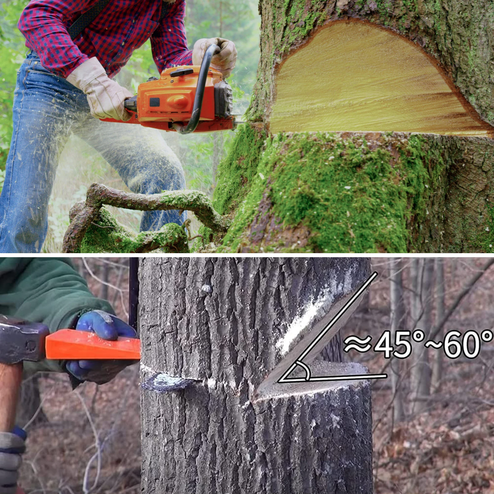 3Pcs Felling Wedges Wear Resistant Tree Cutting Wedges Logging Supplies Plastic Chainsaw Wedges with Gloves and Mesh Bag