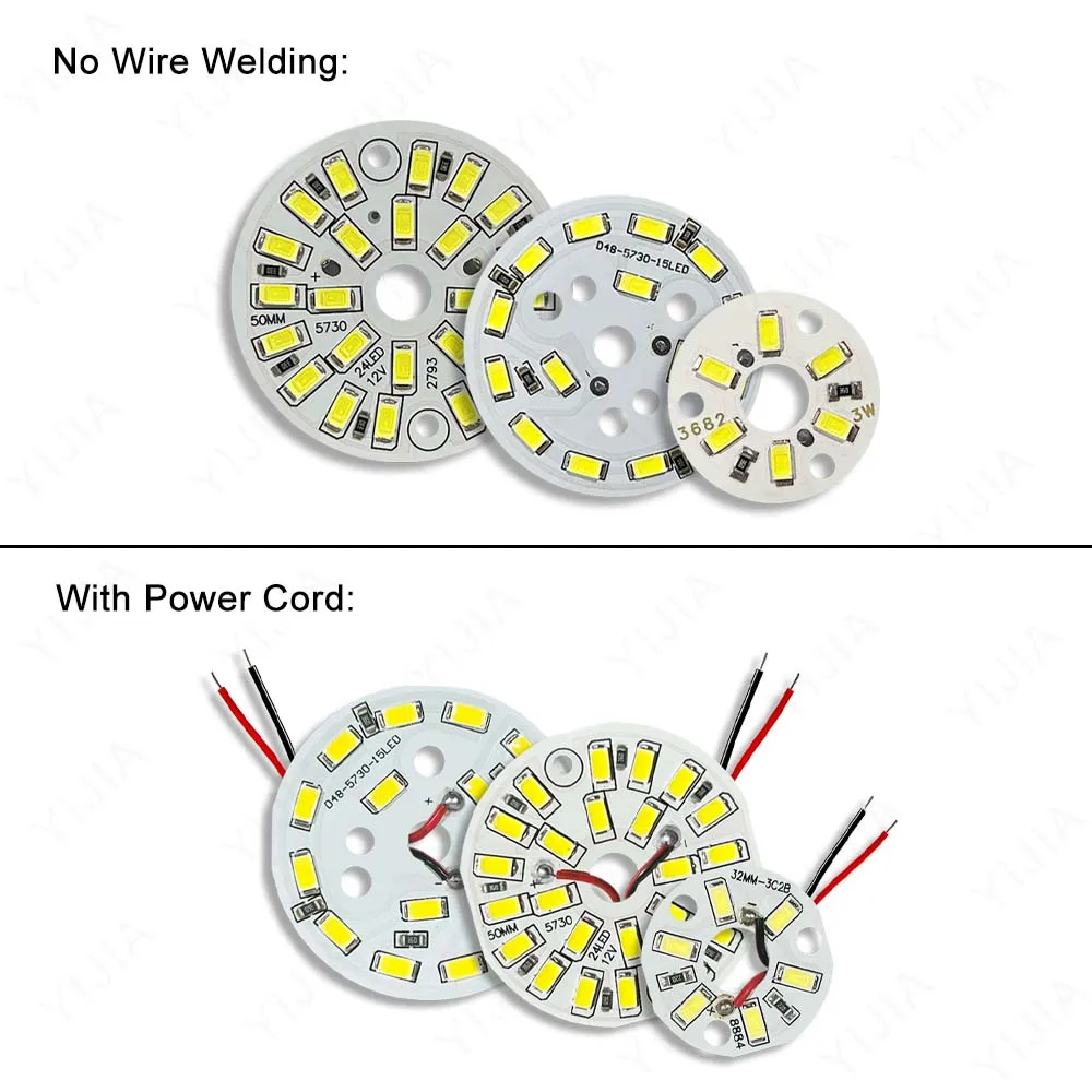 10pcs High Quality 3W 7W 12W LED Light Board Warm Natural White DC12V With 15cmWire Lamp Beads Board For DIY Downlight Spotlight