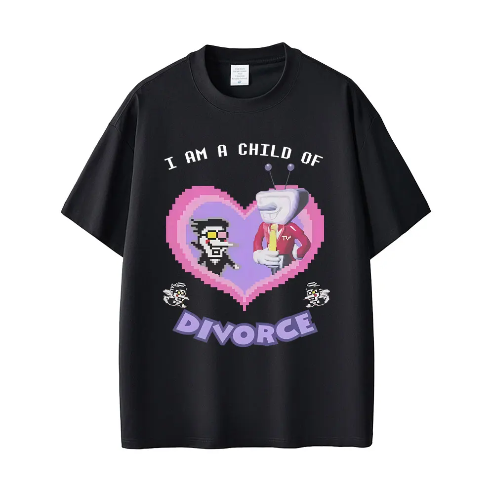 Game Deltarune Spamton and Tenna I Am Child of Divorce Funny Meme T-shirts Men Women Casual Cotton Vintage Oversized T Shirts