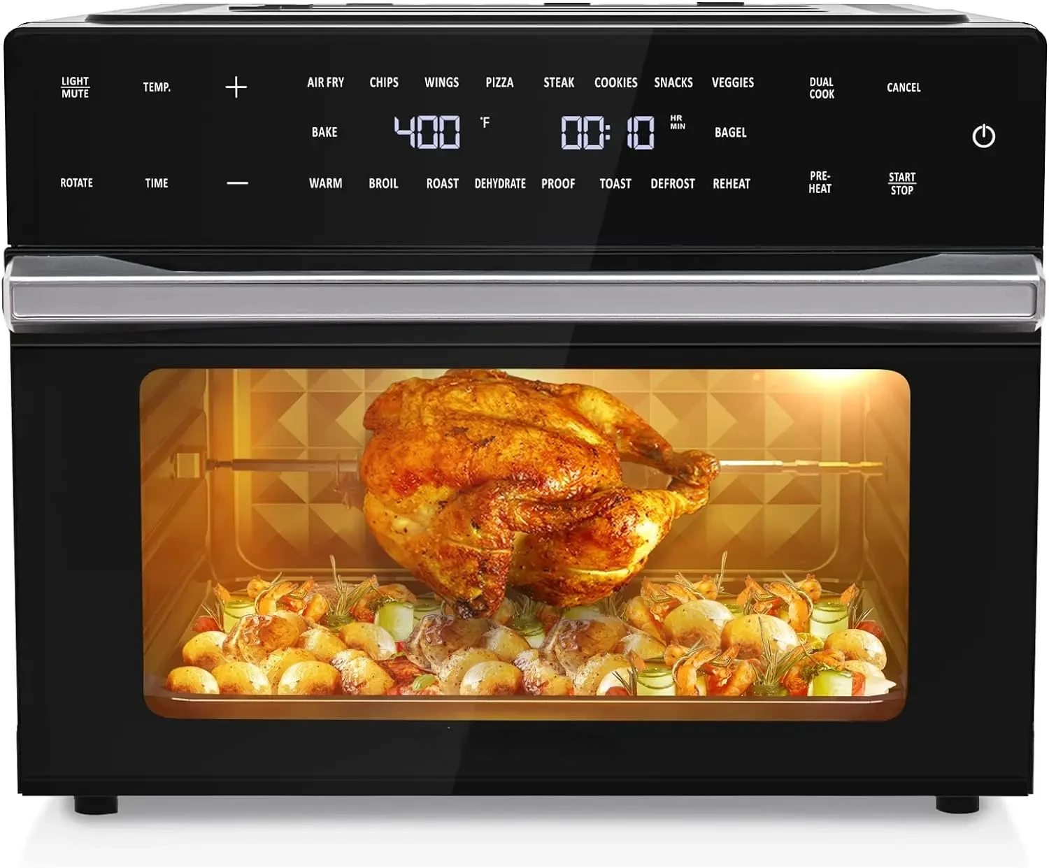 Air Fryer Combo com Rotisserie e Desidratador, Forno de Convecção Digital, Fritadeira a Ar Extra Grande, 19 em 1, 32QT