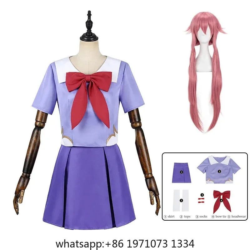 Gasai Yuno Cosplay Future Diary Cosplay Costume Wig Anime Mirai Nikki Sailor Suit Lolita Girl Uniform Dress For Women