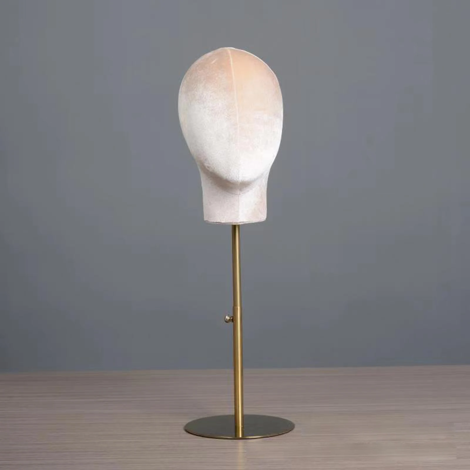 Modèle de tête de mannequin polyvalent réglable, base en velours avec base en métal, support stable T1 pour chapeaux, présentoir, magasin de salon