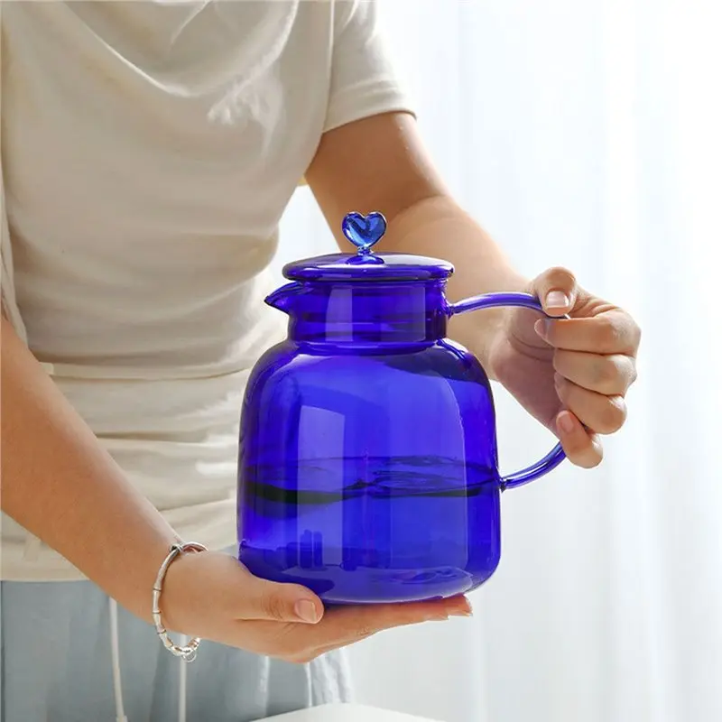 VEHO-Blue Zero Limit High Borosilie Glass Heat Water Kettle For Home Use With Water Cups