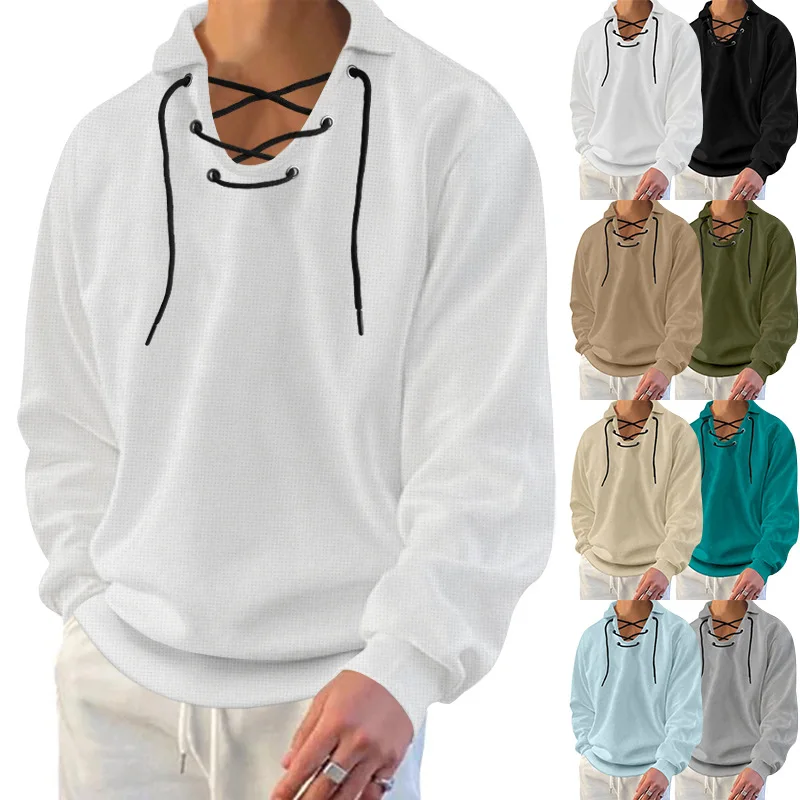 Pop  Spring And Autumn New Long-sleeved Top Men's Bohemian Style Neckline Through The Rope Fashion Design Knitted Men's Clot