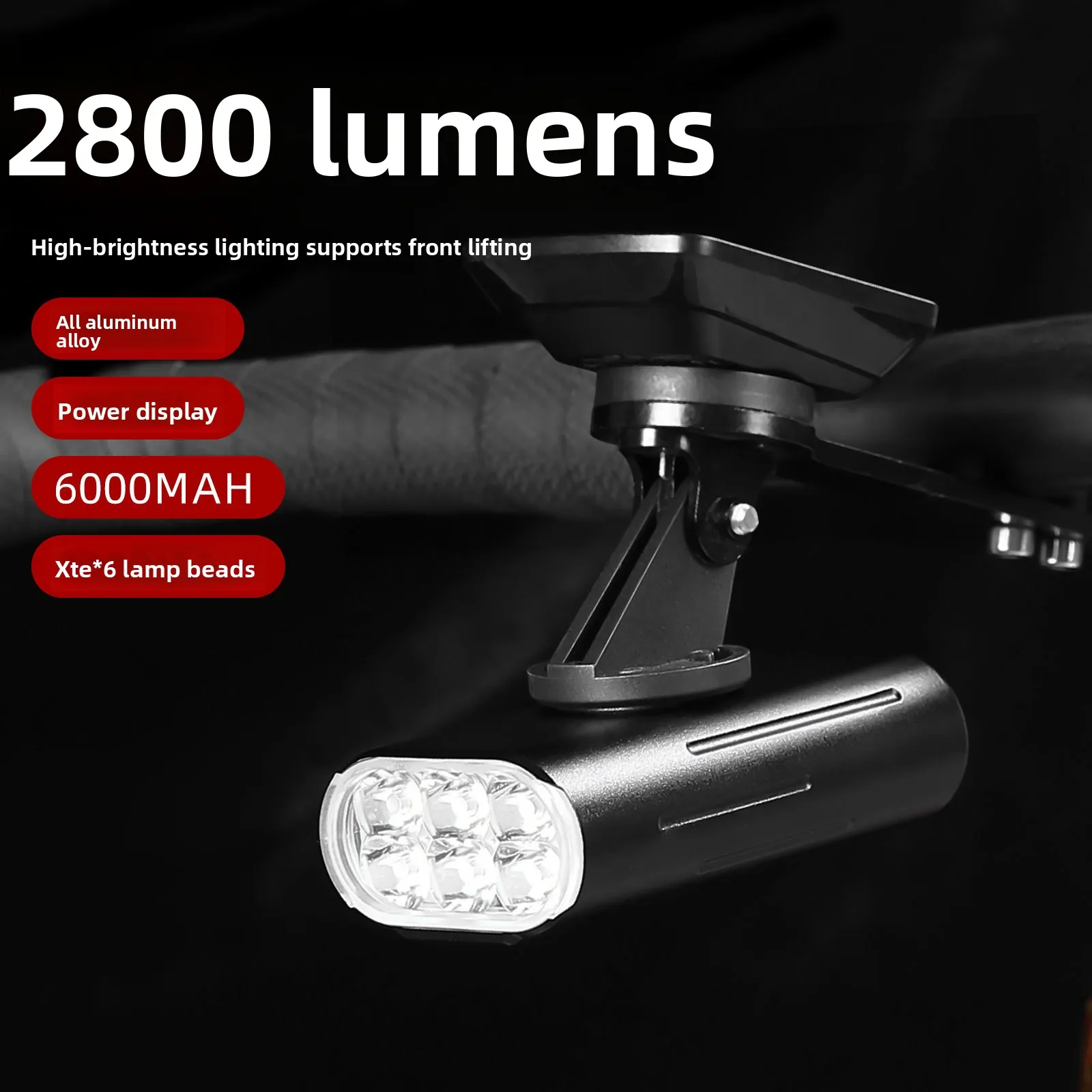 

Mountain Bike Front Light - Hanging Type Aluminum Alloy 2800LM Road Bike Light with Quick Release - Bicycle Headlight