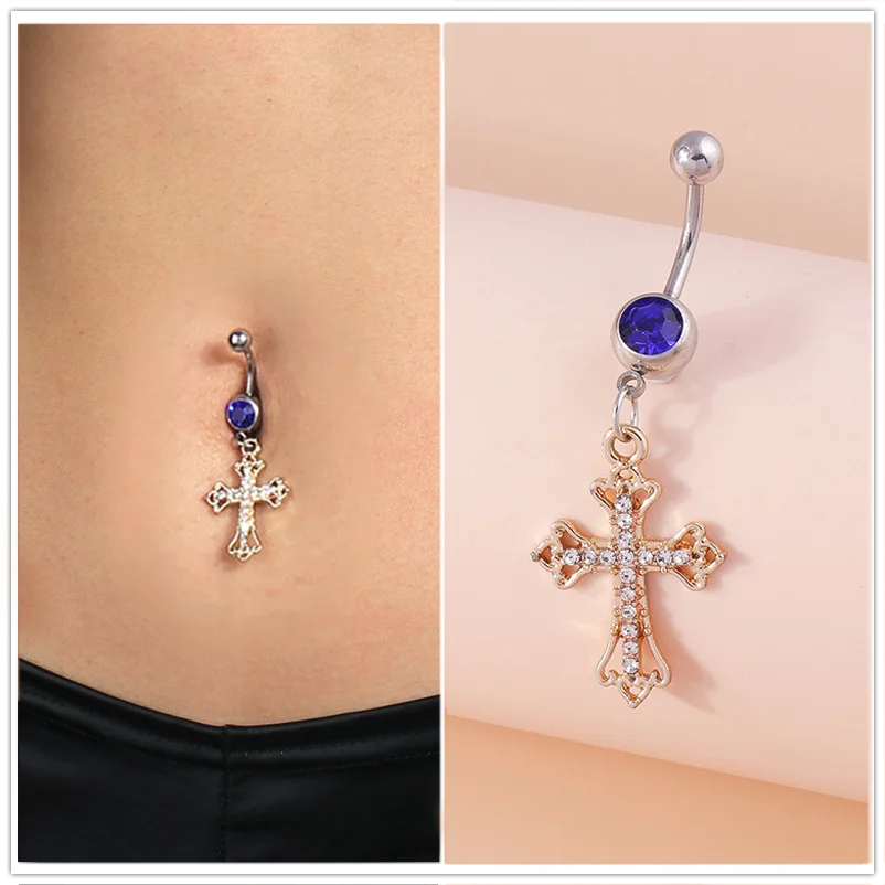 Aihua Gothic Cross Body Piercing Bauchnabel Ring für Frau sexy Körpers chmuck chirurgischen Stahl Nabel Ring – Detail 1