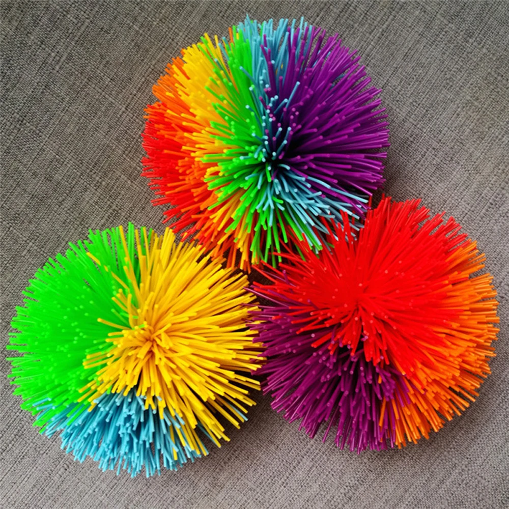 6cm/9cm Funny Novelty Colorful Rainbow Rubber Wire Sensory Ball Toys for Kids Anti-Stress Relief Stretchy Ball Children\'s Toys