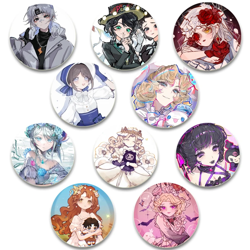 58mm Fans Collection Popular Game Identity Ⅴ Brooches Tinplate Cartoon Cosplay Badge Pins Backpacks Bag Ornament Accessory