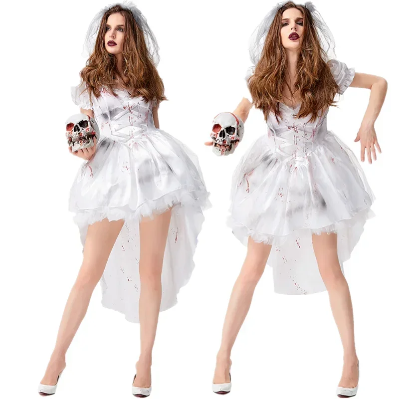 

Halloween Ghost Bride Dress Witch Costume Ghosts Vampire Dress Uniform Horror Death Ghost Dead Zombie Corpse Cosplay Party Dress