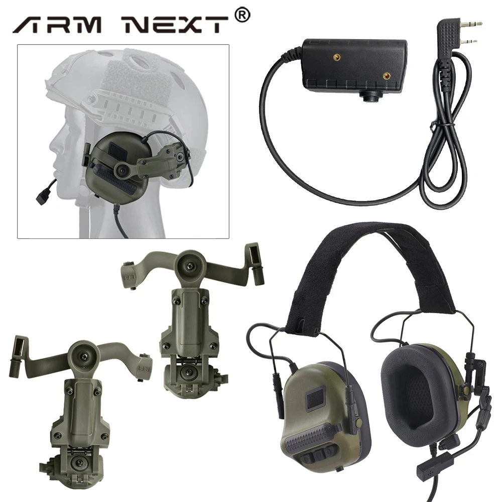 ARM NEXT F10 Tactical Headset Hunting Shooting Noise Cancelling Headphones with Brackets Fit for Wendy M-LOK ARC Helmet