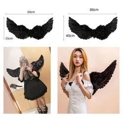 1 Pc Angel Wing White Black Feather Wings Adult Children Birthday Gift Cosplay Wing Stage Show Halloween Christmas Party Costume