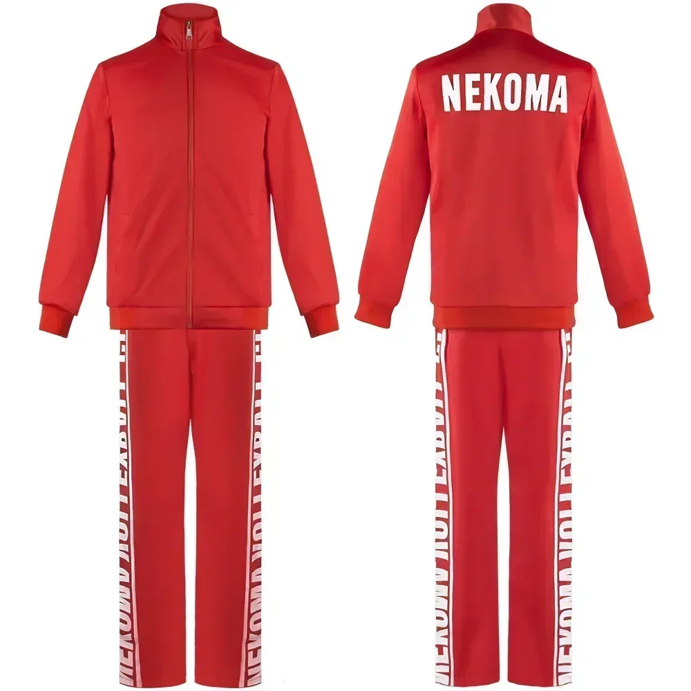 Uniforme de Cosplay de Haikyuu Nekoma Hoge, Yaoi, Tetsurou Kuroo, Kozume Kenma, Conjunto de Uniforme de Voleibol, Chaqueta + Pantalones Rojos, Ropa Deportiva