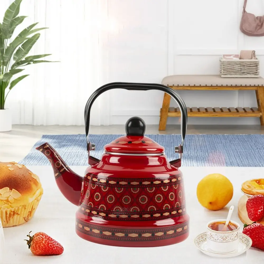 ヨーロピアンスタイルのユニバーサルエナメルティーケトル,大容量ティーポット,快適なハンドル,壊れない,キッチン