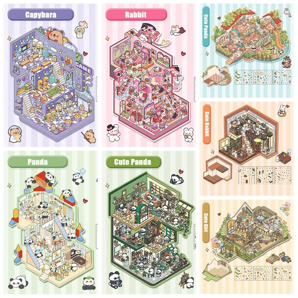 애완 동물 3D 조경 스티커 다중 주제 플러스 크기 스태킹 붙여 넣기 스티커 3차원 Capybara