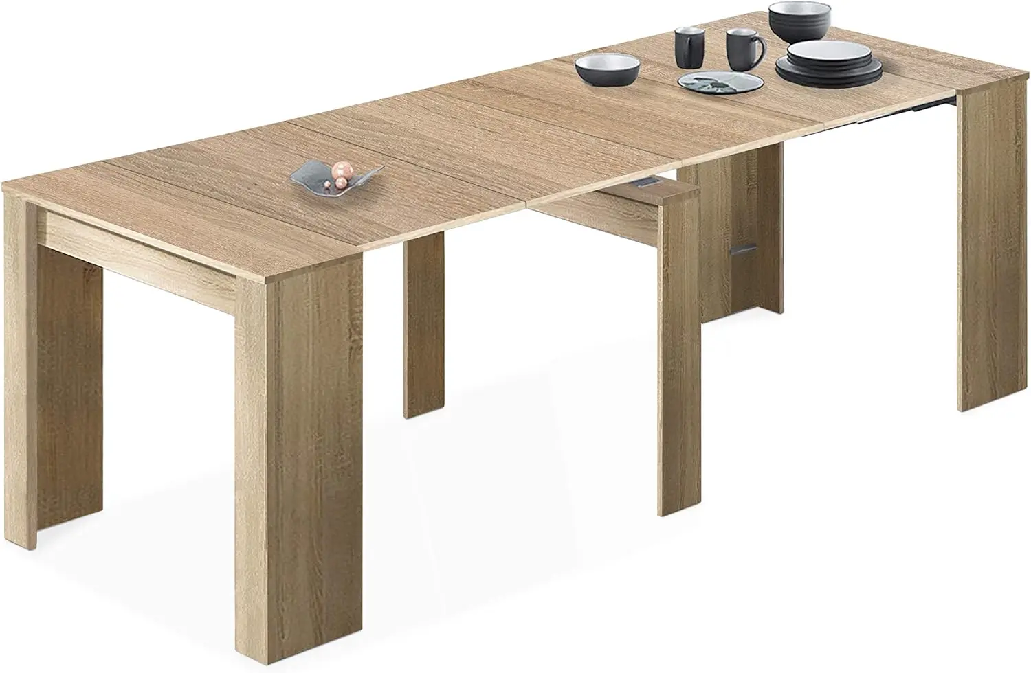 Mesa Extensible para Comedor, Mesa Ampliable para Salón o Cocina - 5 Posiciones y hasta 10 Comensales - Roble Cana