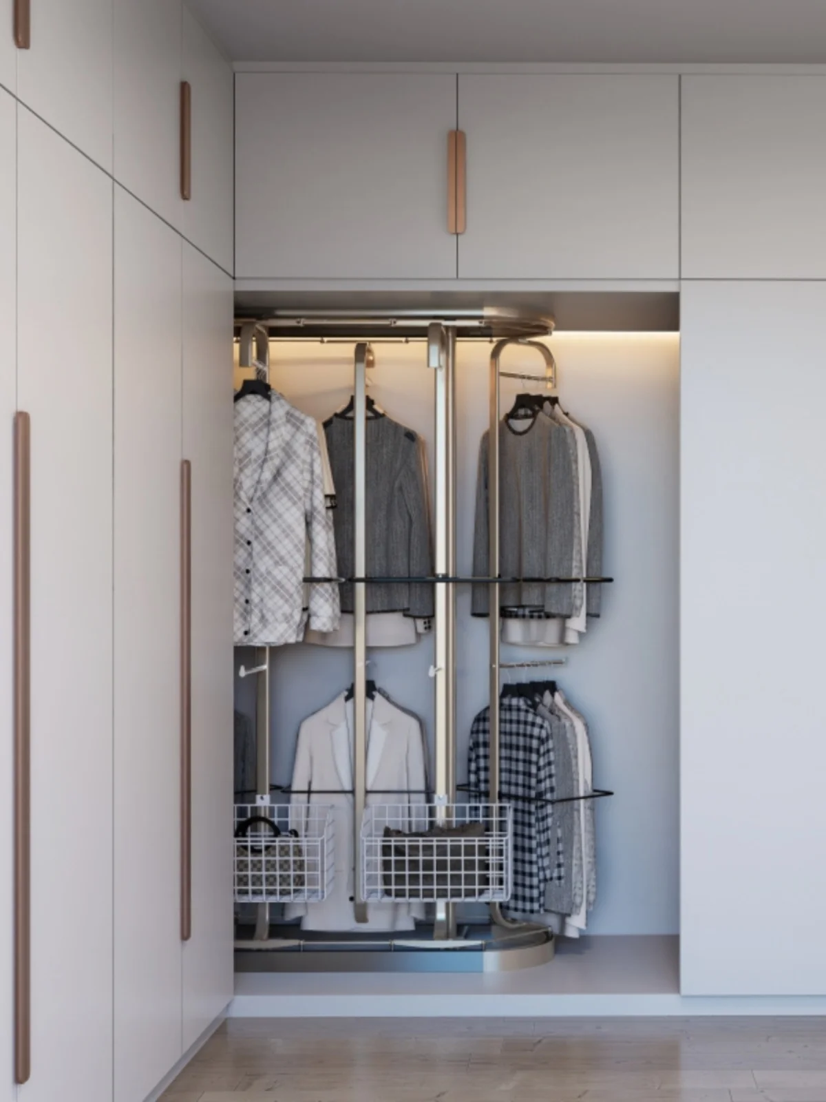 Environmentally friendly, high-capacity, intelligent dustproof curtain, rotating clothes wardrobe, and cloakroom dedicated rack