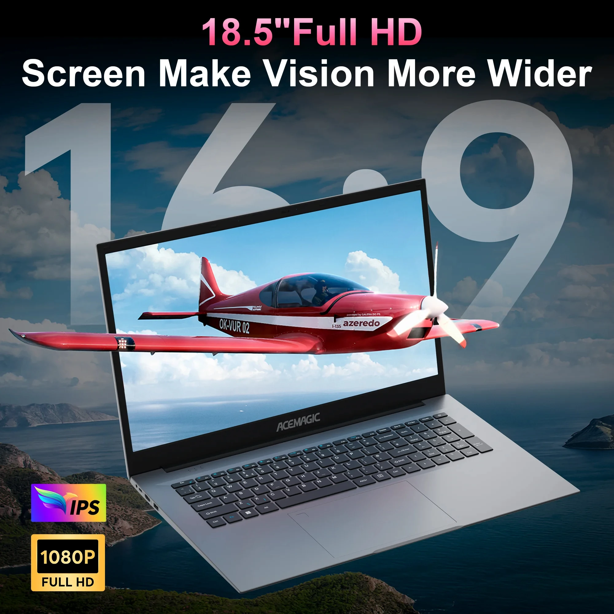 كمبيوتر محمول ACEMAGIC-Windows 11 برو بشاشة FHD ، إنتل N150 ، معالج رباعي النواة ، ذاكرة رام 16 جيجابايت DDR4 ، جي بي SSD ، واي فاي 5 ، في
