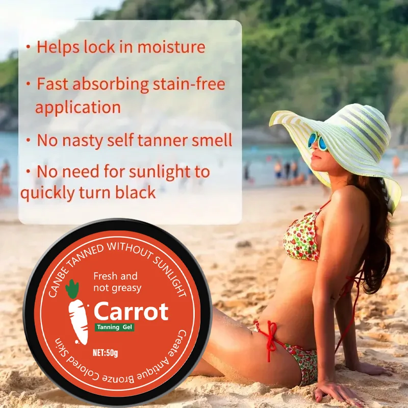 Carrot Tanning Gel, Alcohol-Free, Lightweight and Easy to Apply, with a Fresh Carrot Scent, Suitable for All Skin Types for Daily Use, Friendly to Light Brown Skin Tones, Perfect Gift, No Sun Exposure Needed