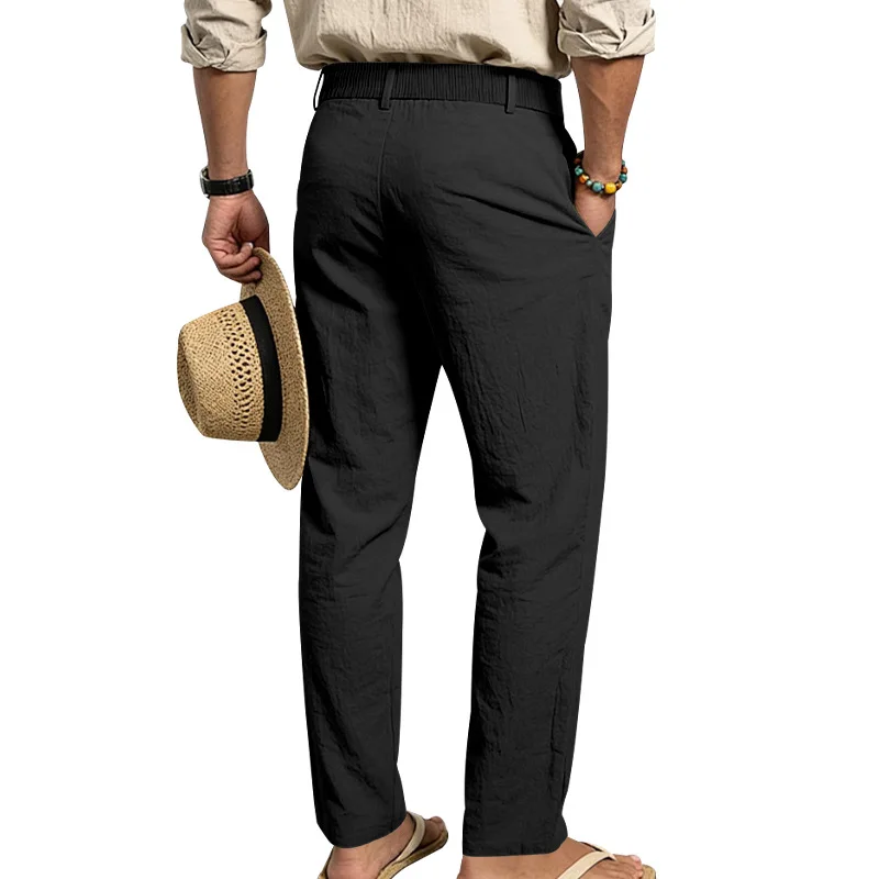 Grenzüberschreitende italienische Neapolitaner Gorger Old Money Style Herren Freizeithose aus Leinen im Commuter-Stil – Detail 35
