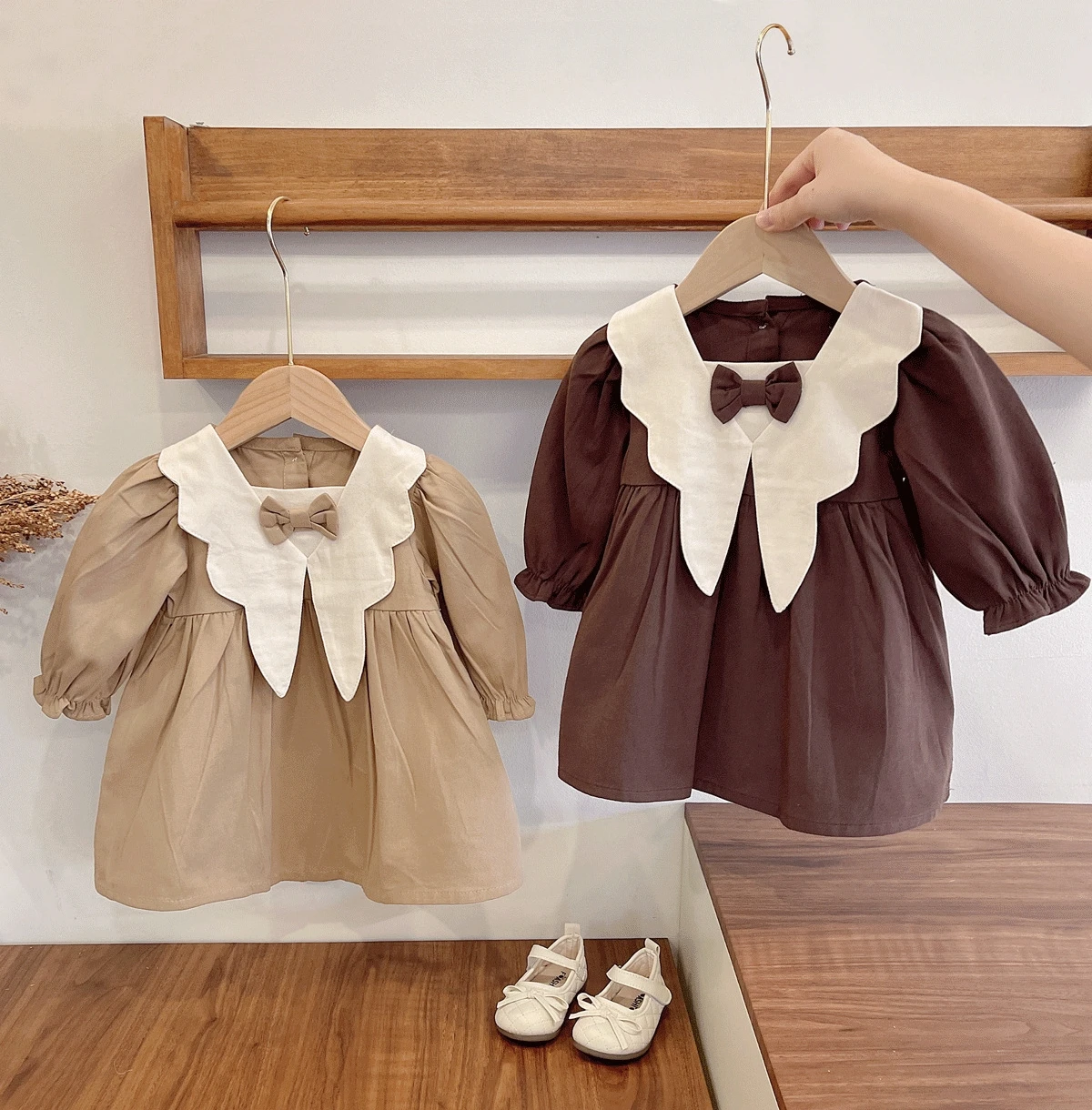Vestido de princesa de estilo coreano para niñas, moda de otoño, uniforme escolar infantil, vestido de viento, vestido para niñas pequeñas, Otoño Invierno