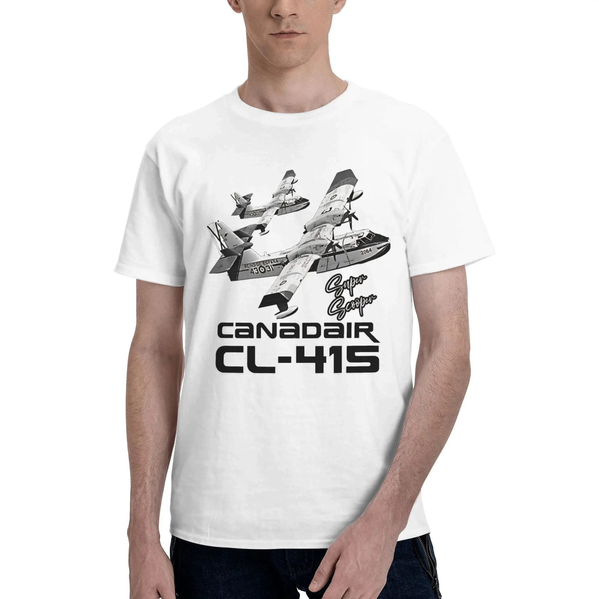 Canadair cl-415 Super Scooper firebomber Aircraft  Print T Shirt Men Women  100% Cotton  Tee Shirt Clothes