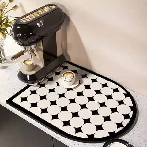 VIKAMA Italian Coffee Machine Mat Non-slip, Waterproof Stain-Resistant Kitchen Coffee Corner Table Mat Easy to Clean Colorfast