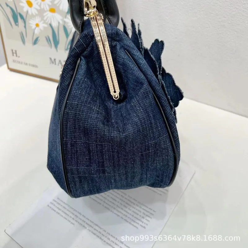 New fashion ladies large capacity handbag European and American style flower cowboy diamond crossbody bag for women
