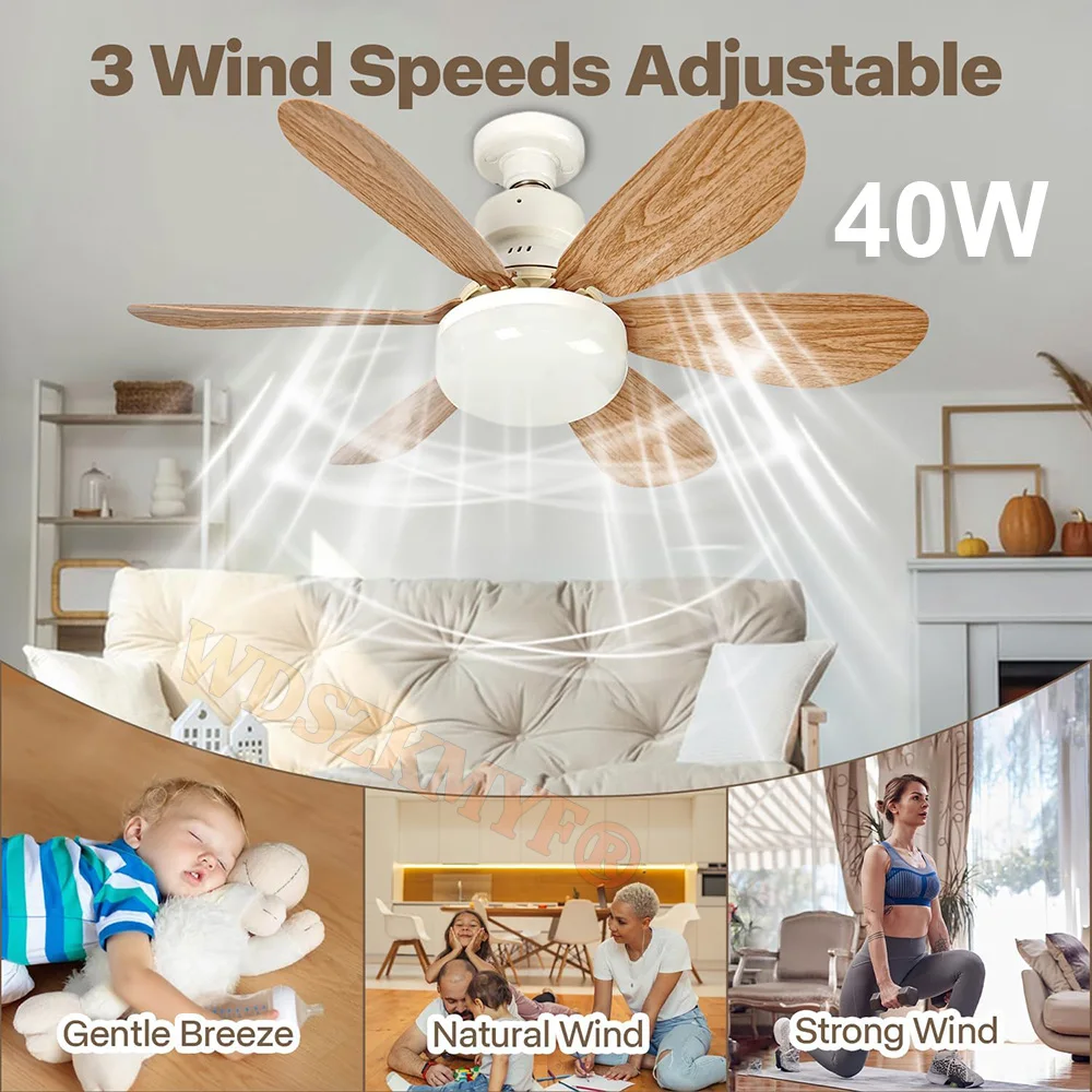 

NEW 52CM ceiling fan light LED 40W E27 with remote control for dimming, suitable for living room, study, household use