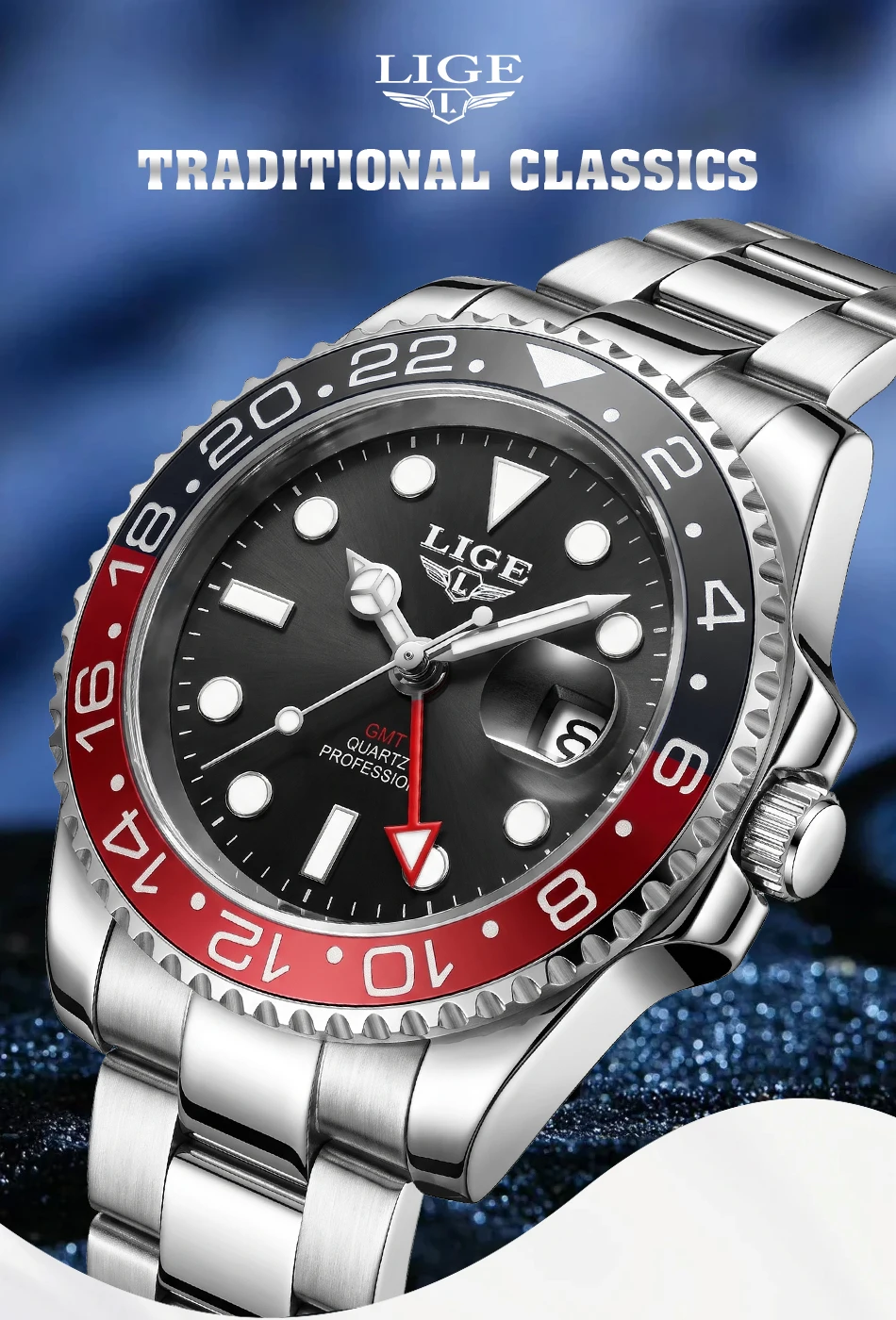Montre homme LIGE en acier
