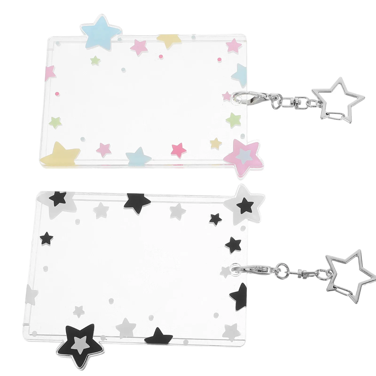2Pcs Acrylic Photocard Holder Card Holder Travel Wallet Insert Double Sided Photo Card Protector Keyring