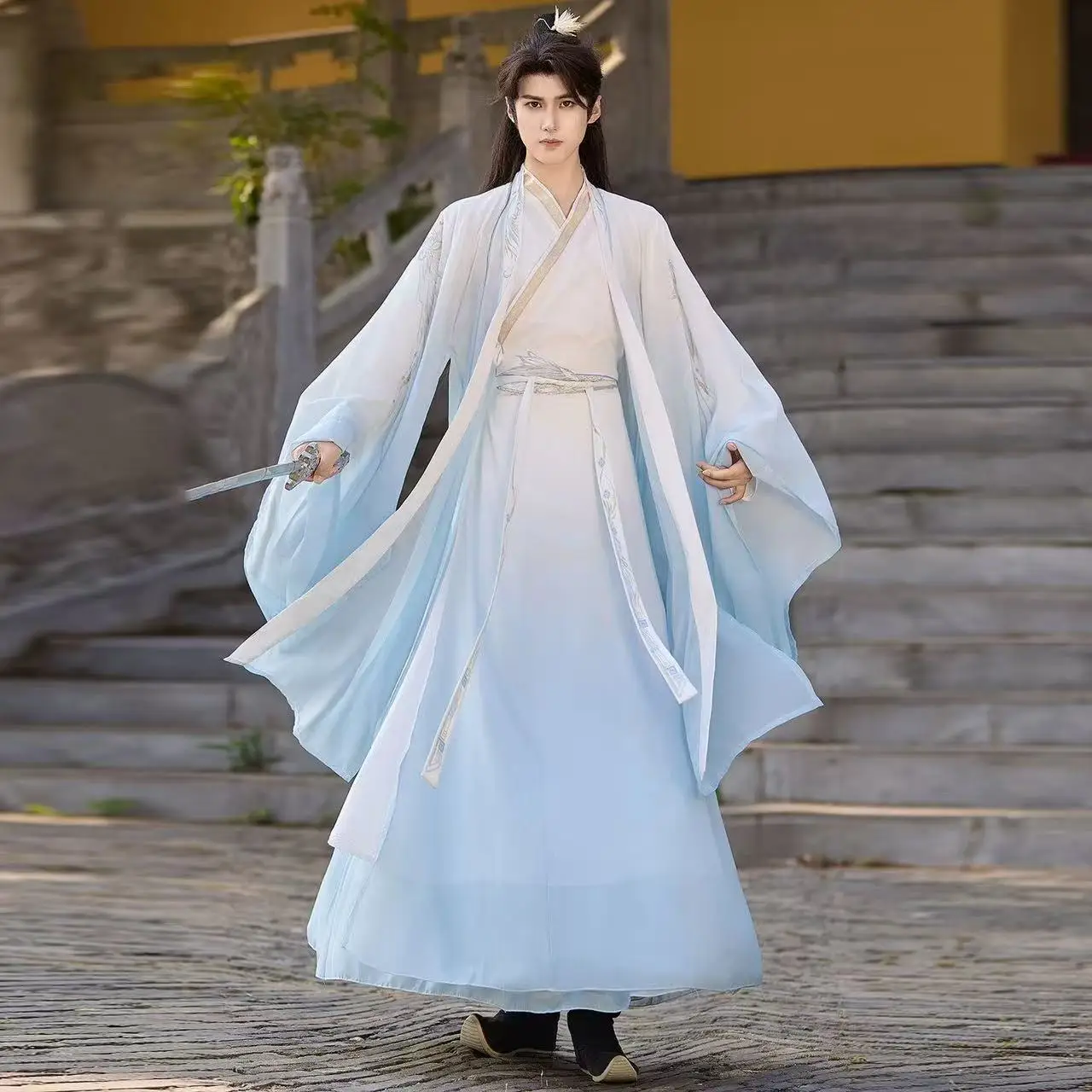 

Ancient Unisex Hanfu Traditional Chinese Song Dynasty Costume Carnival Stage Performance Suit Halloween Martial Cosplay Outfit