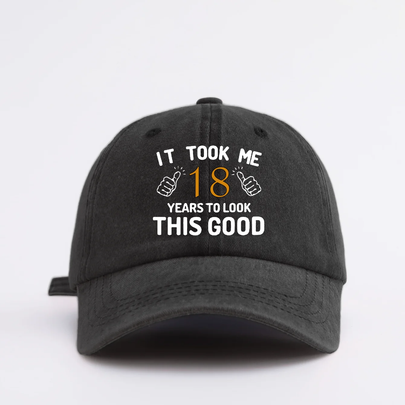 1 pc TOOK ME 18 YEARS TO BE GOOD Print Washed Baseball Cap,Minimalist Retro Style Casual Soft Adjustable Dad Hat,Perfect As Gift